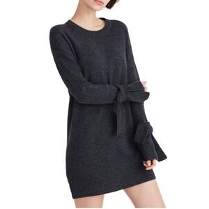 Madewell Tie Sleeve Merino Wool Grey Sweater Dress XS